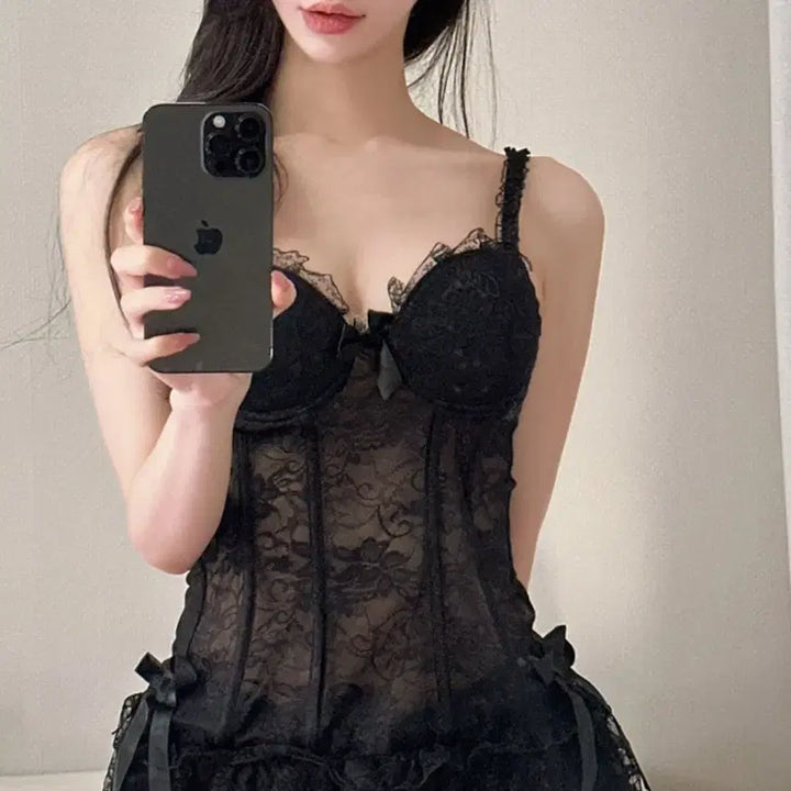 [BUNJANG] Black Lace Corset / 블랙 레이스 코르셋 새거예여~