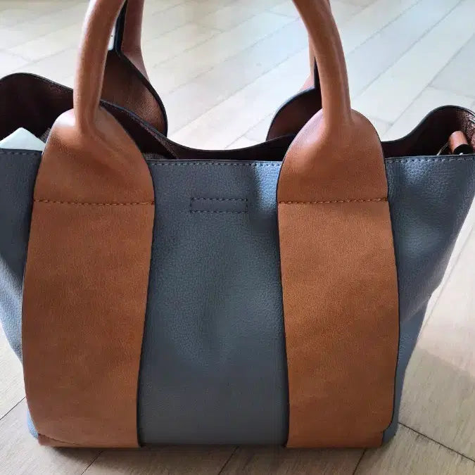[BUNJANG] Two-Tone Tote Bag (Gray/Brown) / 회색/갈색 토트백 가방