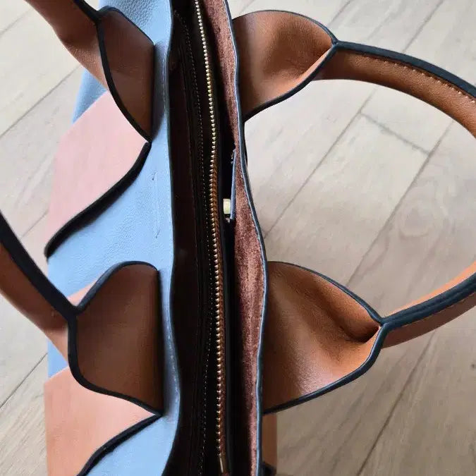 [BUNJANG] Two-Tone Tote Bag (Gray/Brown) / 회색/갈색 토트백 가방