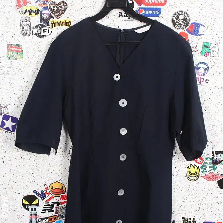 [BUNJANG] Jigott Button V-Neck Dress / 여성66/ 지고트 버튼 브이넥 원피스