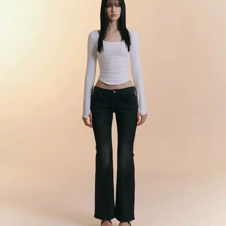 [BUNJANG] Please Follow Black Denim Bootcut Pants M / 닝닝착용/ 플리즈노팔로우 흑청 부츠컷 데님 팬츠 M