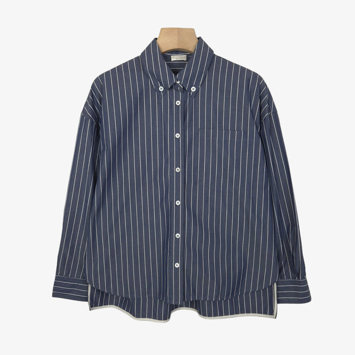 [BUNJANG] Brunello Cucinelli Navy Stripe Shirt (Made in Italy) / [66] 브루넬로 쿠치넬리 네이비 스트라이프 셔츠 (made in ita