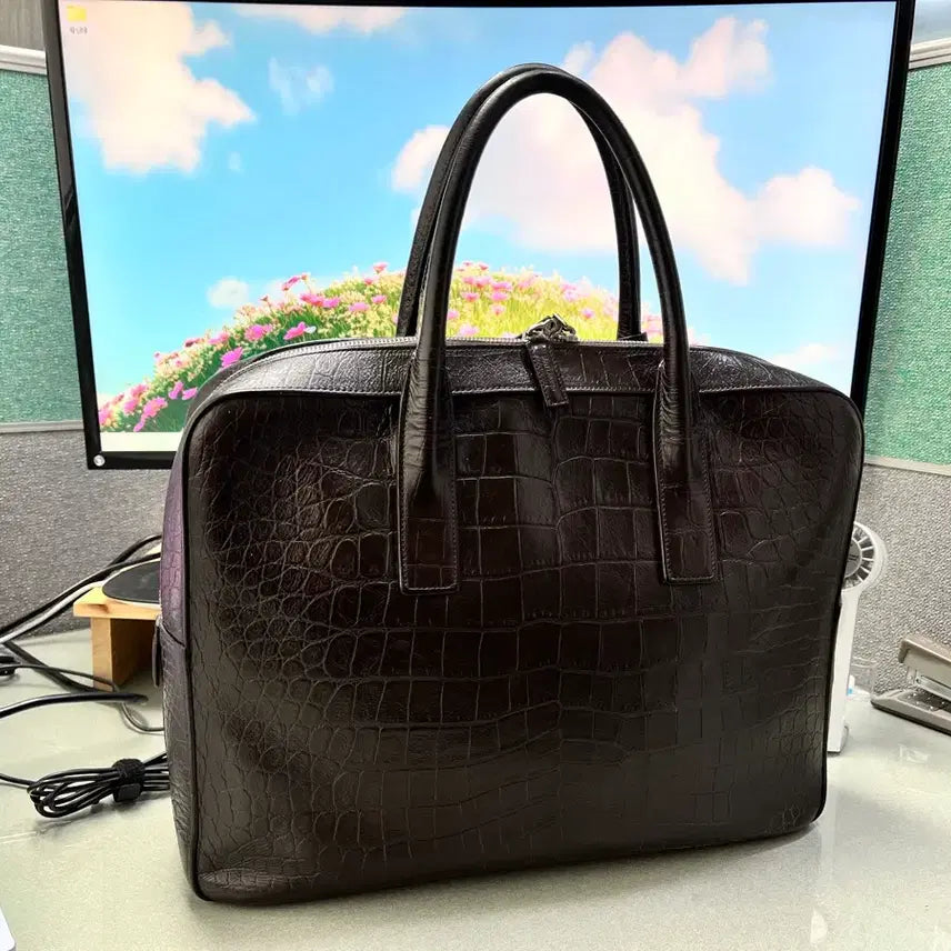 [BUNJANG] Saint Laurent Museum Croc-Embossed Leather Briefcase / 생로랑 뮤지엄 브리프케이스 서류가방 판매합니다.