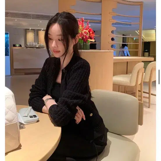 [BUNJANG] Obzest Moe Tweed Cardigan Set Black / 오브제스트 모에 트위드 가디건 세트 블랙