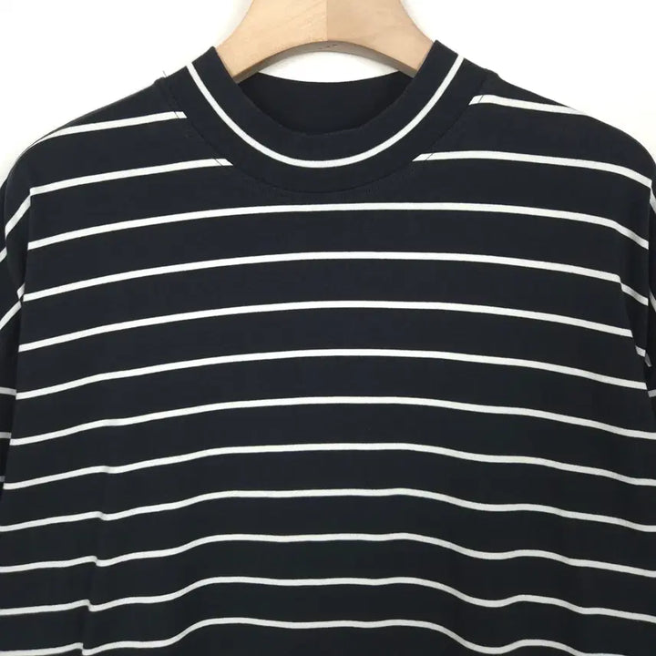 [BUNJANG] COS Black Stripe Relaxed Fit Mock Neck Short Sleeve T-Shirt / [100-105] COS 코스 블랙 스트라이프 루즈핏 모크넥 반팔 티셔츠