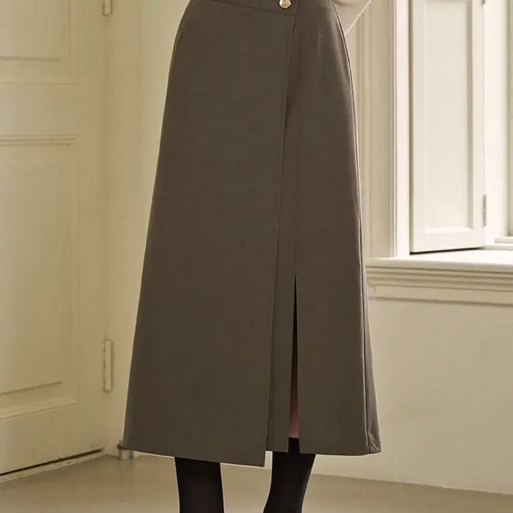 [BUNJANG] MICENE Bronze Wrap Button Long Skirt (L) / (새상품) 미케네 브론즈 랩 버튼 롱 스커트 2(29-30, L) 판매합