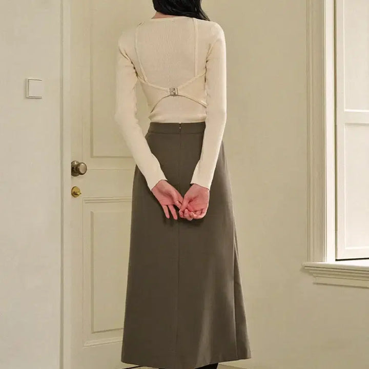 [BUNJANG] MICENE Bronze Wrap Button Long Skirt (L) / (새상품) 미케네 브론즈 랩 버튼 롱 스커트 2(29-30, L) 판매합