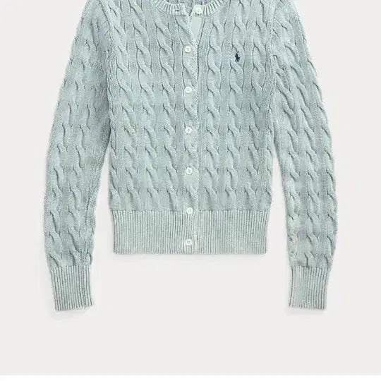 [BUNJANG] Polo Ralph Lauren Cable Knit Cardigan Light Chambray XS / [새상품] 폴로 랄프로렌 케이블 가디건 라이트 샴브레이 xs