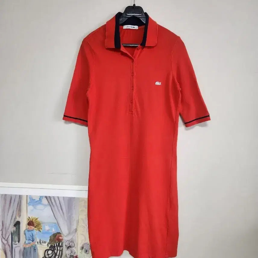 [BUNJANG] Lacoste Red Pique Short Sleeve Dress / 라코스테 레드 피케 반팔 원피스