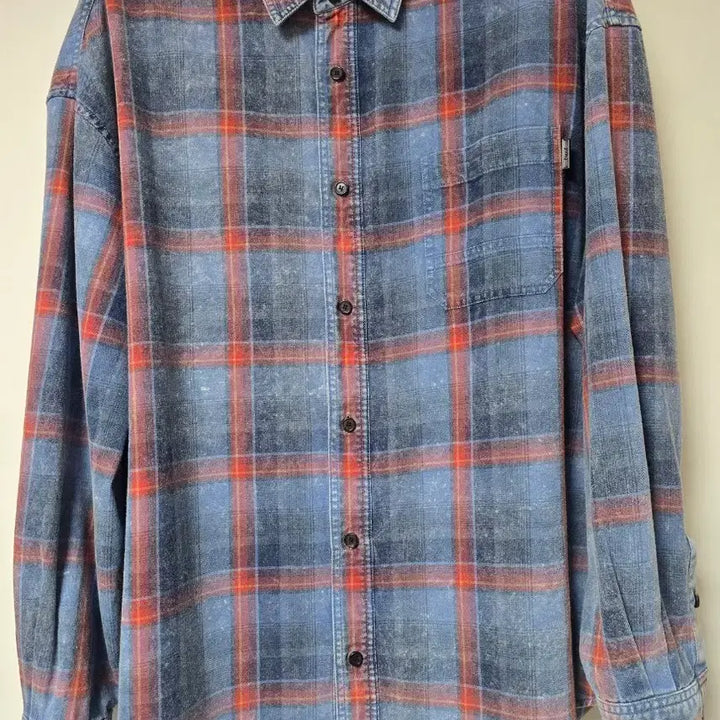 [BUNJANG] Juun.J Island Washing Vintage Check Oversized Shirt Blue / 준지 아일랜드 워싱 빈티지 체크 오버핏 셔츠 블루 - 26FW