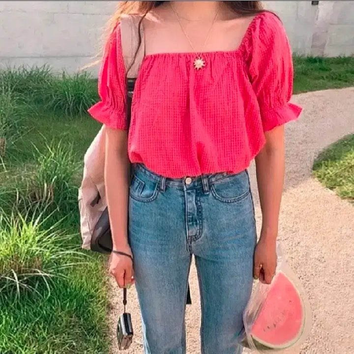 [BUNJANG] Maybe Baby Off-Shoulder Seersucker Top / 메이비베이비 오프숄더