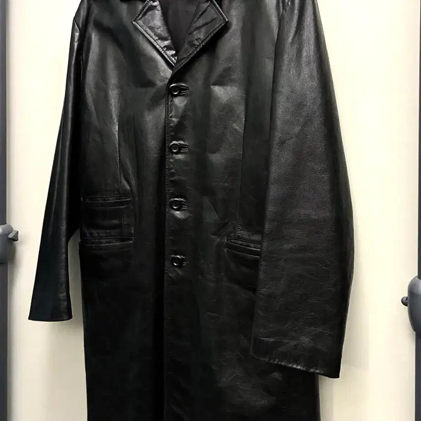 [BUNJANG] Politix Raw Hide Leather Vintage Car Coat Jacket / (M/105)Politix 로우 하이드 레더 빈티지 카코트자켓 가죽코트