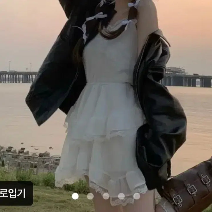 [BUNJANG] Ablry White Spaghetti Strap Dress / 에이블리 끈나시 원피스 하얀색