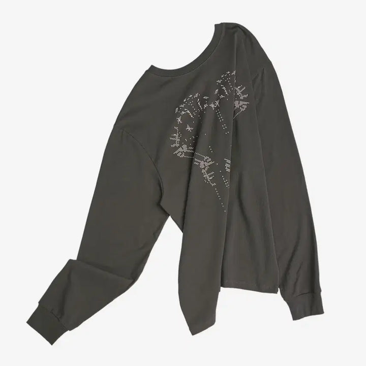 [BUNJANG] Ojos Scattered Graphic Long Sleeve Charcoal / 오호스 스캐터드 그래픽 롱 슬리브 / 차콜