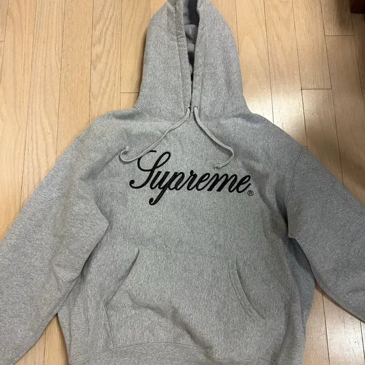 [BUNJANG] Supreme Raised Script Hoodie Grey M / 슈프림 레이즈드 스크립트 후드 그레이 M