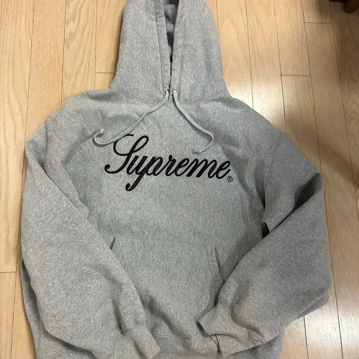 [BUNJANG] Supreme Raised Script Hoodie Grey M / 슈프림 레이즈드 스크립트 후드 그레이 M