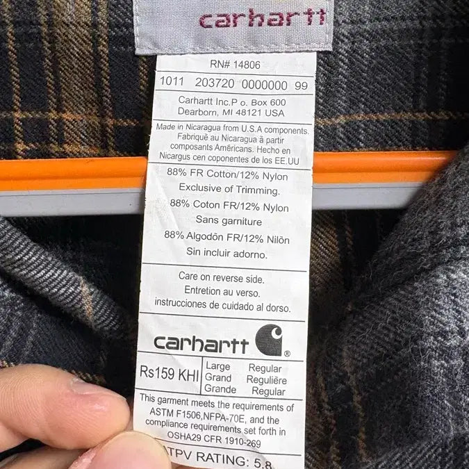 [BUNJANG] Carhartt FR Checkered Shirt L / 칼하트 FR 체크셔츠