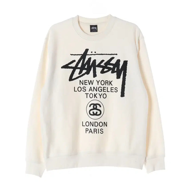[BUNJANG] Stussy World Tour Crewneck Pigment Dyed Sweatshirt / 스투시 월드투어 크루넥 피그먼트 다이드 맨투맨 스웨트셔츠