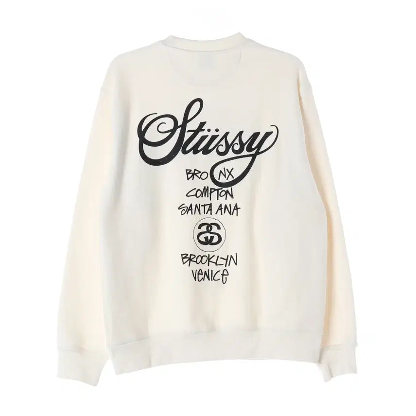 [BUNJANG] Stussy World Tour Crewneck Pigment Dyed Sweatshirt / 스투시 월드투어 크루넥 피그먼트 다이드 맨투맨 스웨트셔츠