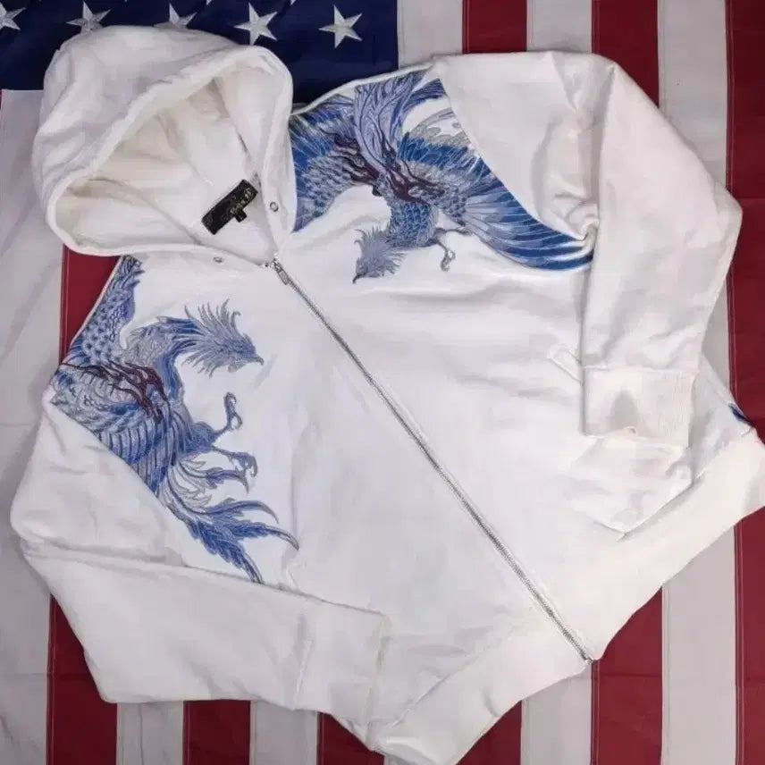 [BUNJANG] Karakuri Tamashii Original Embroidered Phoenix Oriental Hooded Jacket Zip-up Sukajan / 오리지날 카라쿠리 타마시 자수 봉황 오리엔탈 후드 자켓 집업 스카쟌