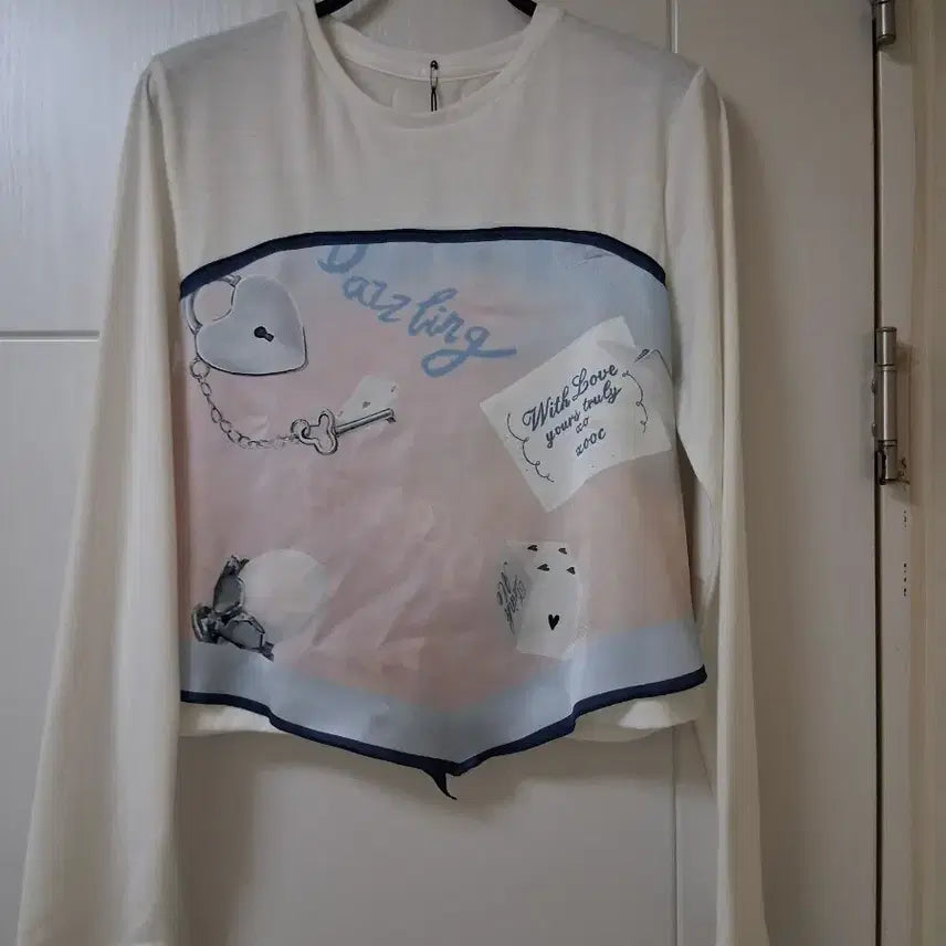 [BUNJANG] Juke Printed Scarf Layered T-shirt / 주크  프린팅스카프 레이어드  티셔츠