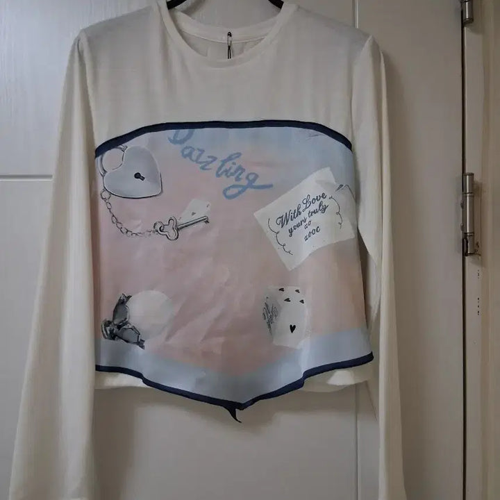 [BUNJANG] Juke Printed Scarf Layered T-shirt / 주크  프린팅스카프 레이어드  티셔츠