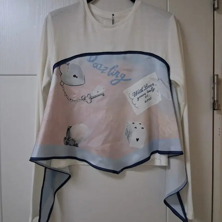 [BUNJANG] Juke Printed Scarf Layered T-shirt / 주크  프린팅스카프 레이어드  티셔츠