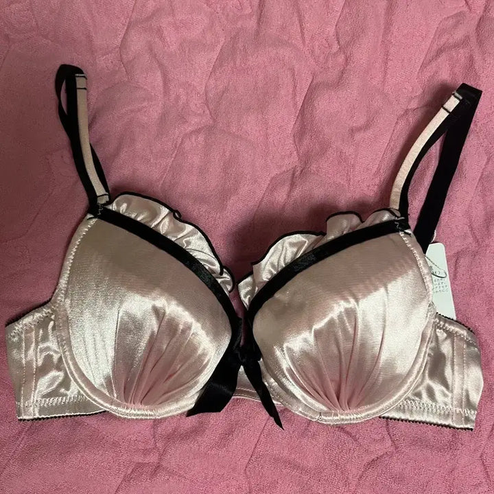 [BUNJANG] Aiméeフィール Pink Satin Bra 65E / 에메필 핑크 새틴 광택 브라 브래지어 65E