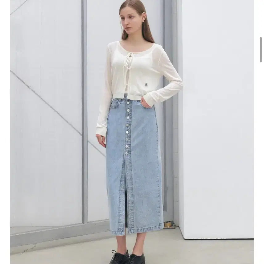[BUNJANG] Citybreeze Button-Up Denim Long Skirt (M) / *새상품* 시티브리즈 버튼 업 데님 롱 스커트(M)