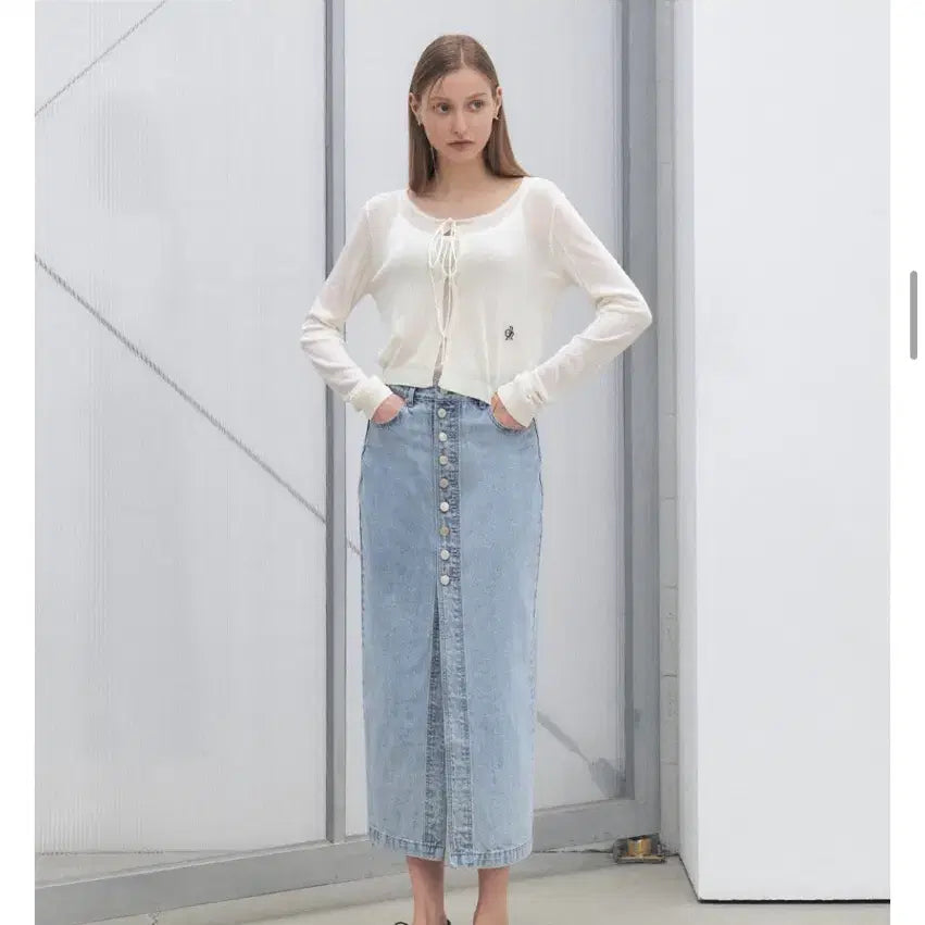 [BUNJANG] Citybreeze Button-Up Denim Long Skirt (M) / *새상품* 시티브리즈 버튼 업 데님 롱 스커트(M)
