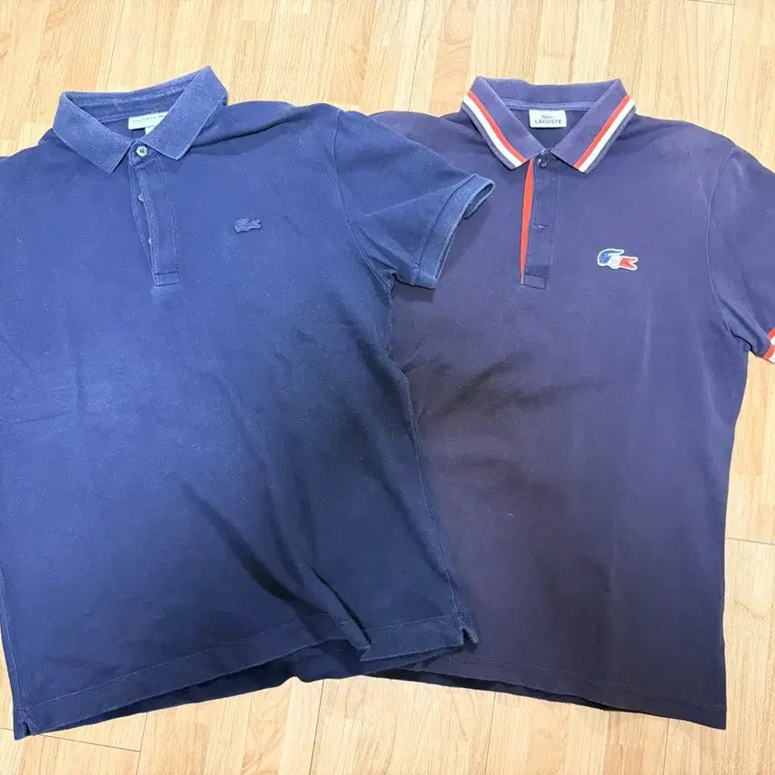 [BUNJANG] Lacoste Short-Sleeve Polo Shirts (Navy, 2 pcs) / 라코스테 반팔 카라티 네이비 2벌