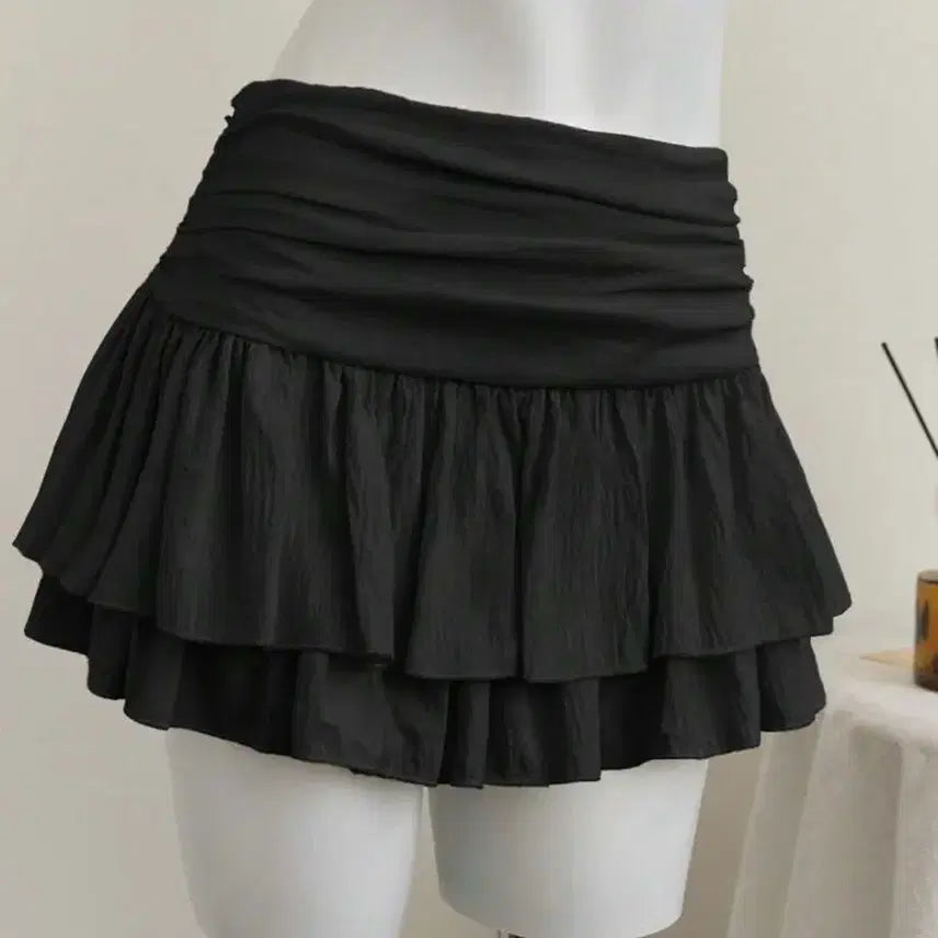 [BUNJANG] SHEIN Black Tiered Ruffle Skirt / 시즈니룩 쉬인 에이블리 캉캉스커트