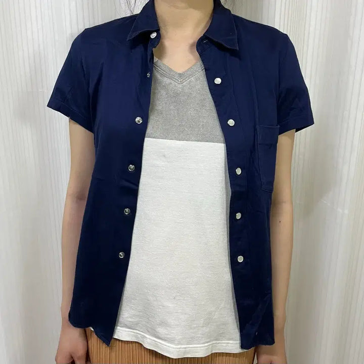 [BUNJANG] Comme des Garçons Cotton Short Sleeve Shirt Navy OS / 로브 드 샹브르 꼼데가르송 코튼 반팔 셔츠