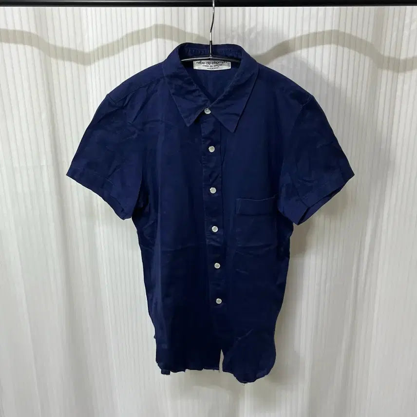 [BUNJANG] Comme des Garçons Cotton Short Sleeve Shirt Navy OS / 로브 드 샹브르 꼼데가르송 코튼 반팔 셔츠