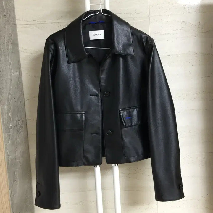 [BUNJANG] KUHO Leather Jacket Size 66 Black / KUHO 구호 22 레더 자켓 66