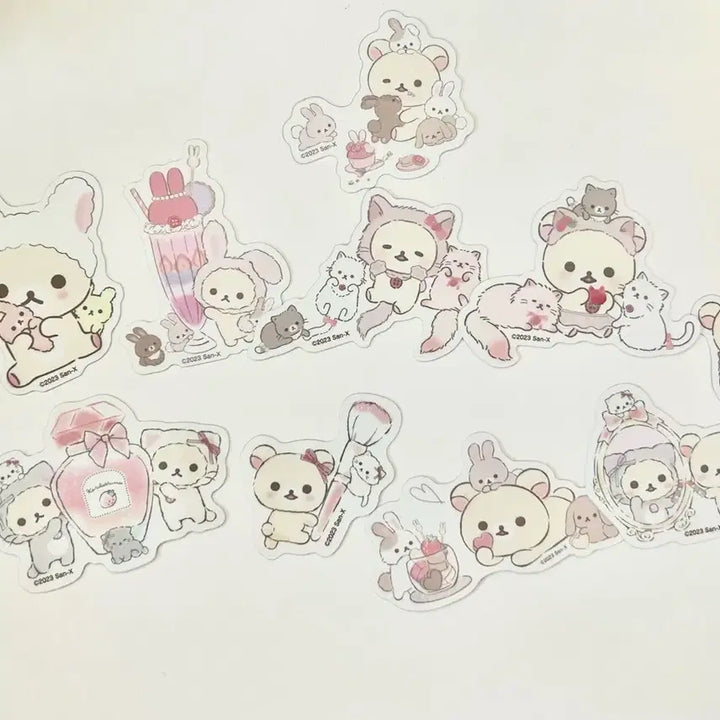 [BUNJANG] Rare Classic Korilakkuma Strawberry Cat Usagi Sticker Set / 희귀 고전 코리락쿠마 스트로베리 캣 우사기 조각 스티커 세트