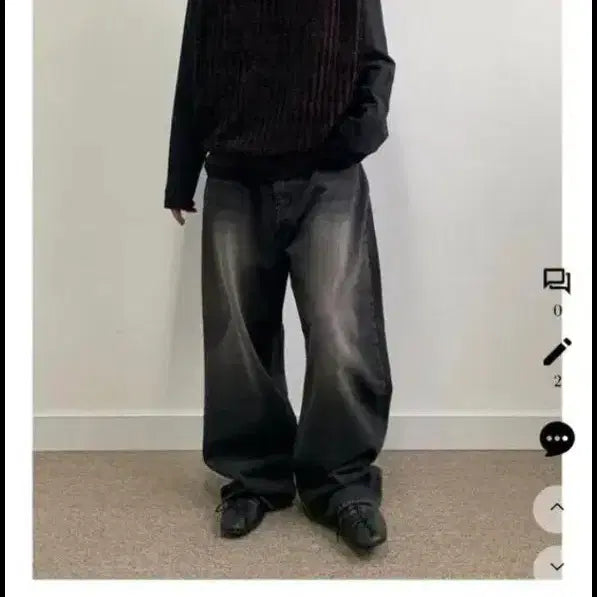 [BUNJANG] Intexture Washed Denim Wide Fit Jeans (Size S) / 인텍스처 워싱 데님