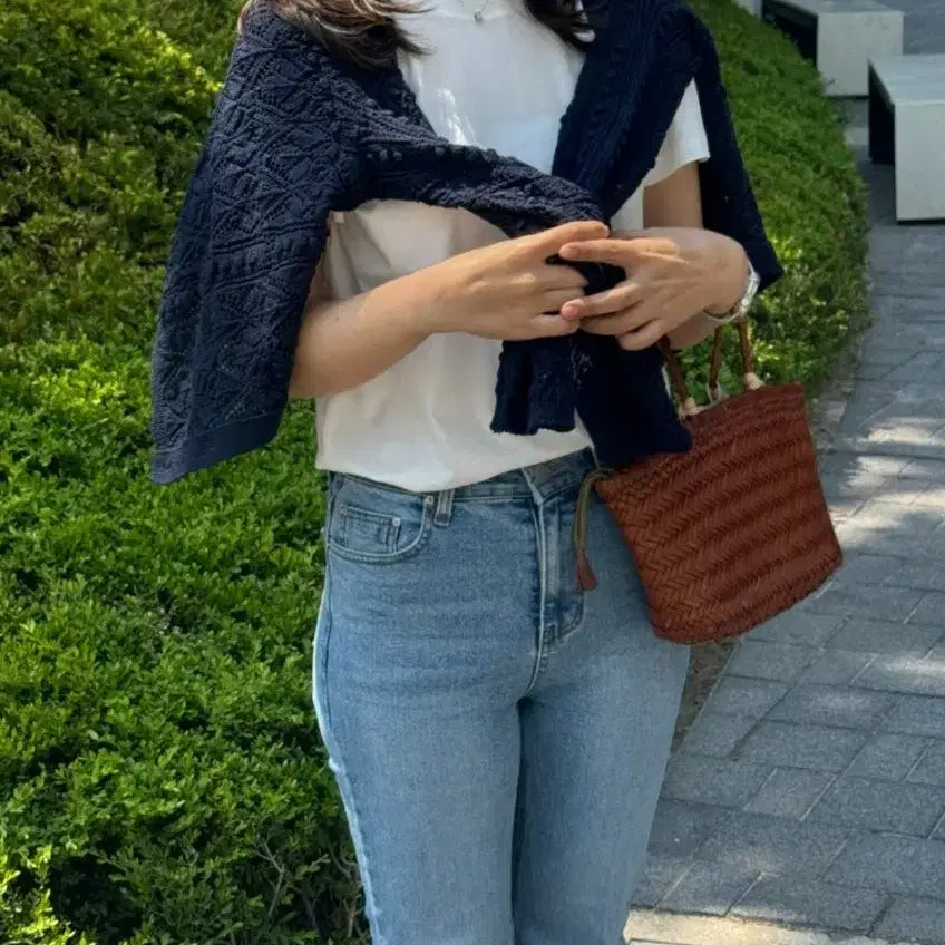 [BUNJANG] Summer Lev Crochet Cardigan Navy Size 55 / 써머레브 제작 크로쉐 가디건 네이비 55사이즈 판매