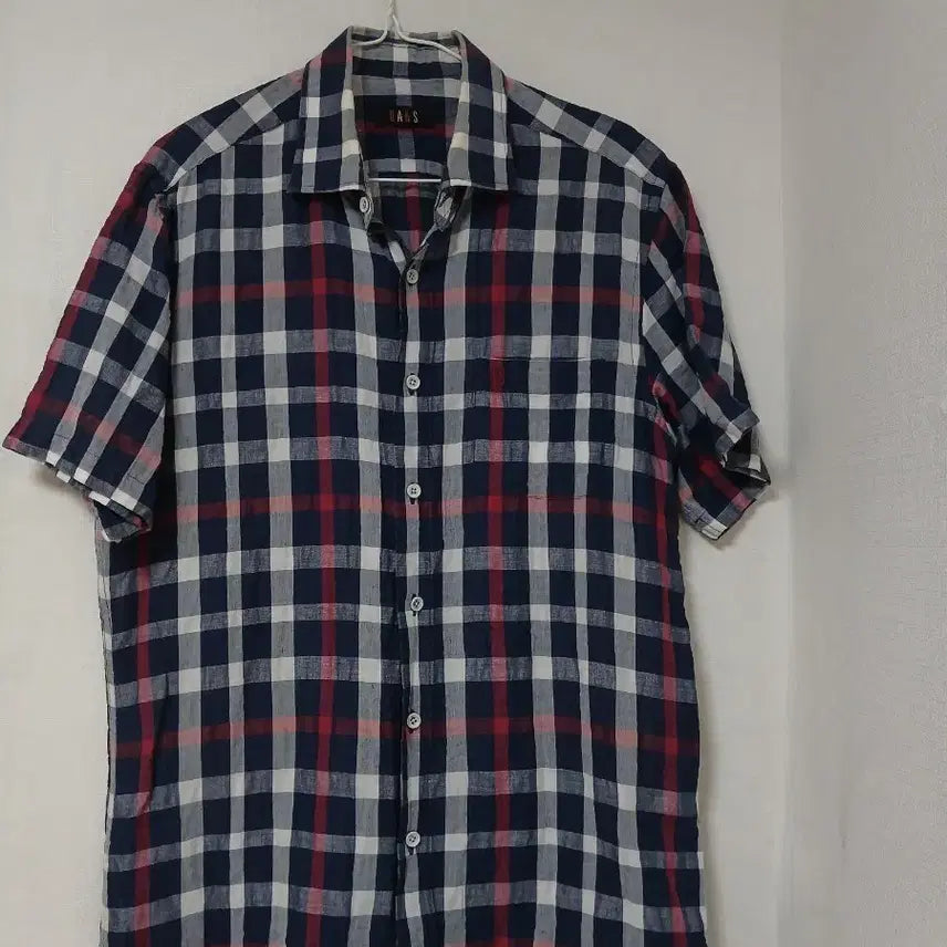 [BUNJANG] Daks Check Short-Sleeve Shirt / 닥스 체크 반팔 셔츠 남방 100