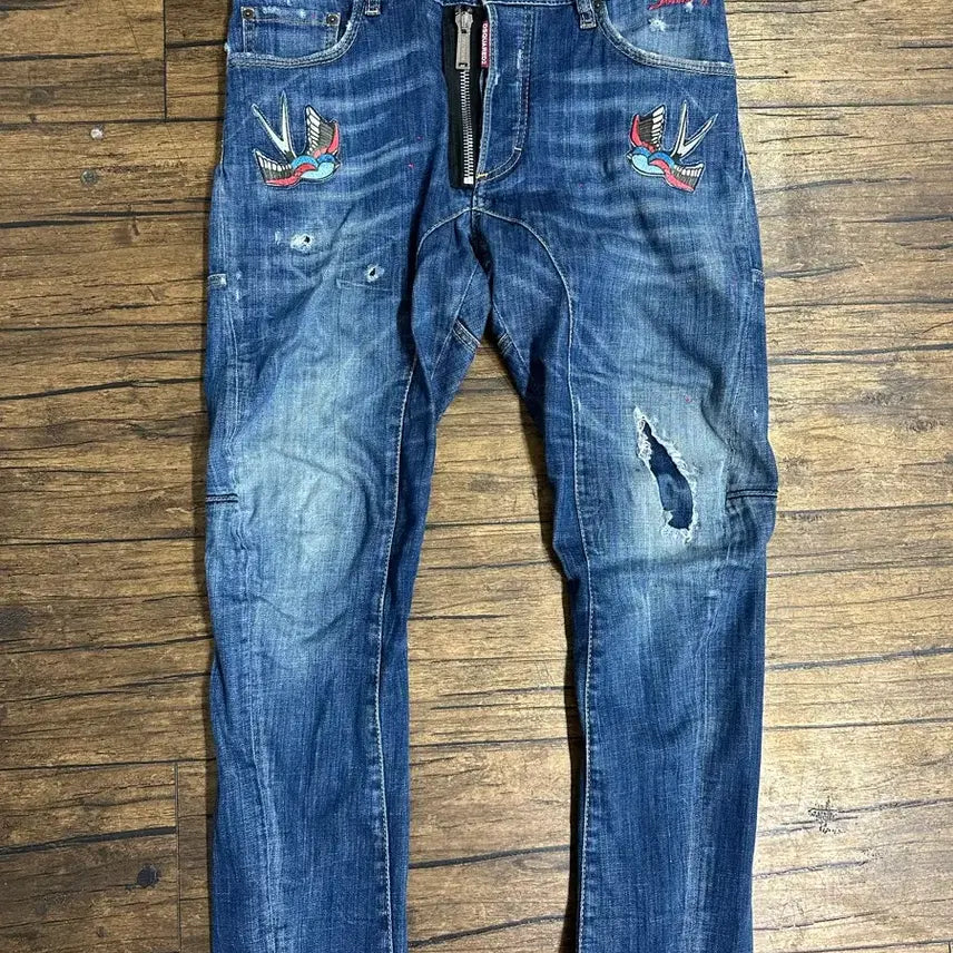 [BUNJANG] Dsquared2 Bird Patch Tidy Biker Jeans Size 32 / 디스퀘어드2 버드패치 타이디 바이커진 32사이즈