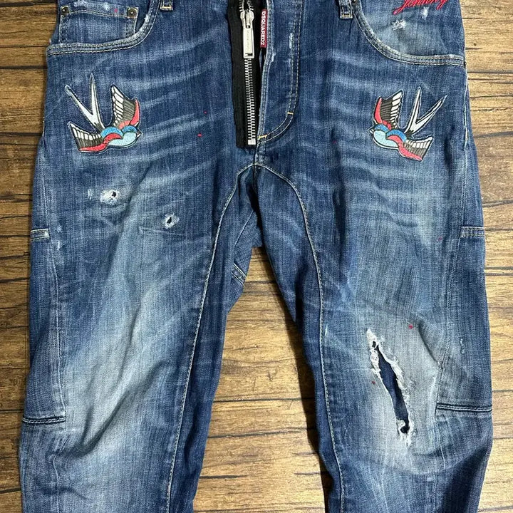 [BUNJANG] Dsquared2 Bird Patch Tidy Biker Jeans Size 32 / 디스퀘어드2 버드패치 타이디 바이커진 32사이즈