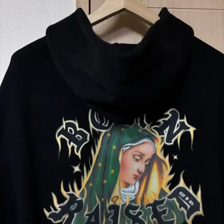 [BUNJANG] Born Raised Maria Hooded Zip-Up Black L / [L]본앤레이즈드 마리아 후드집업 블랙