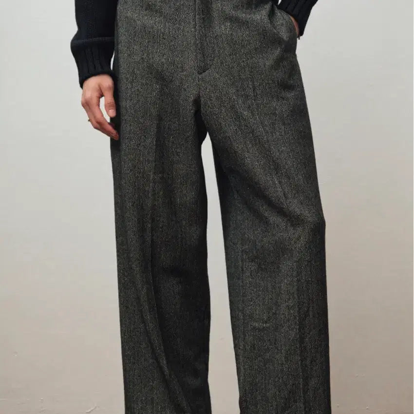 [BUNJANG] Shining Wool Semi High-Waist Pants (Gray) / 샤이닝 울 세미 하이웨스트 팬츠 (그레이) 48 size
