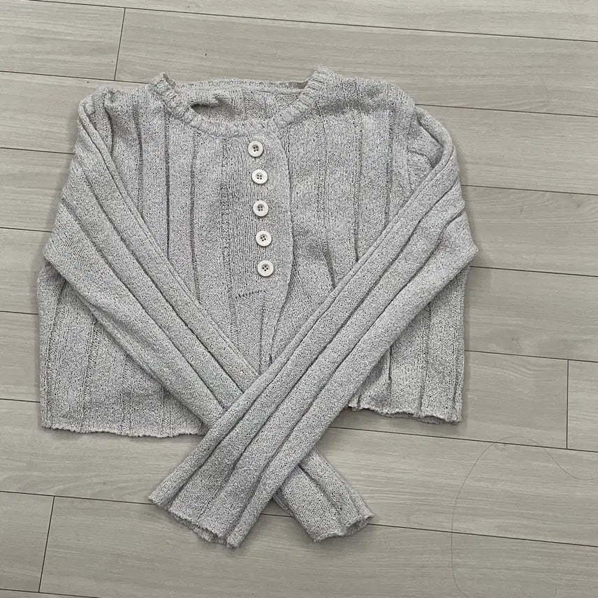 [BUNJANG] Pink Cropped Knit Cardigan / 핑크 크롭 니트 가디건