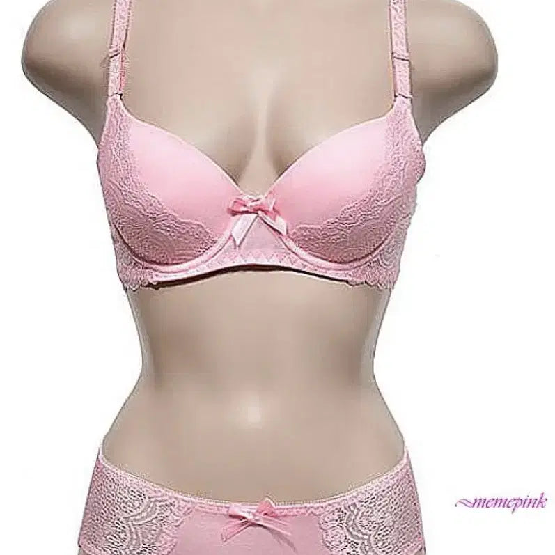 [BUNJANG] Pink Lace Bra/Panty Set (Size 90B, 105) / (레트로)여성속옷 90B 105 희귀 레어탬 핑크 레이스 브라/팬티