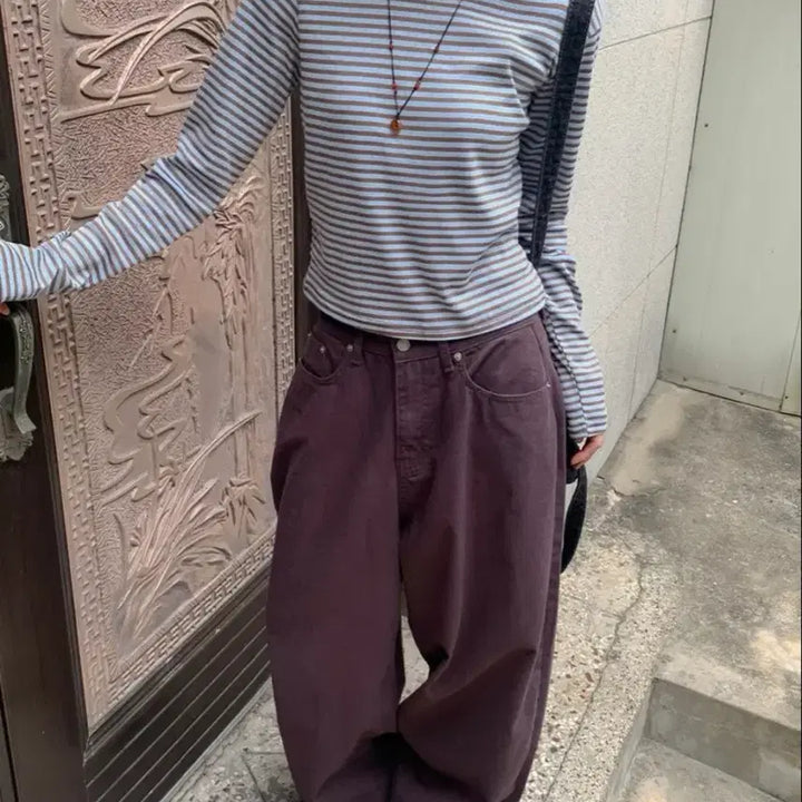 [BUNJANG] Berdoe Wide Cotton Balloon Pants Purple S / 베르도 와이드 코튼 벌룬 팬츠 공용 퍼플 S