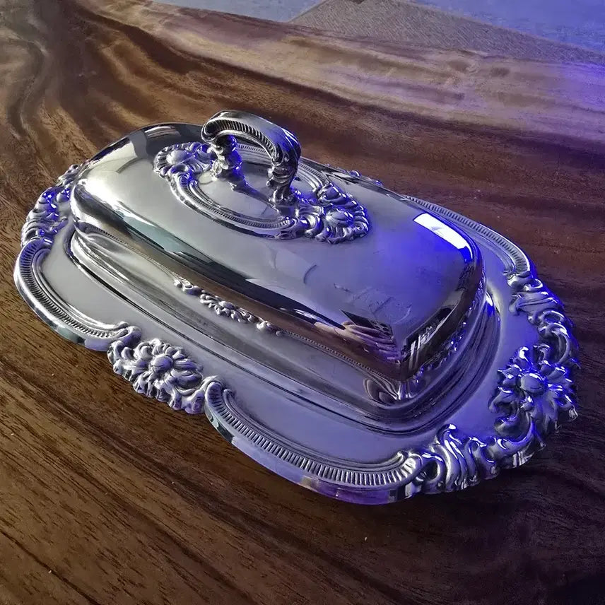 [BUNJANG] Vintage Silverplate Butter Dome with Glass Tray / 빈티지 실플 버터돔 앤틱 소품
