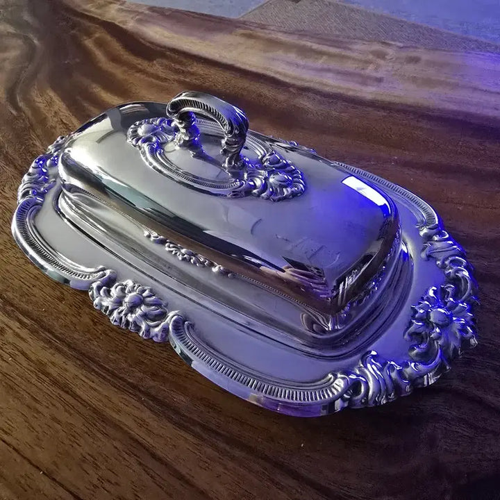 [BUNJANG] Vintage Silverplate Butter Dome with Glass Tray / 빈티지 실플 버터돔 앤틱 소품
