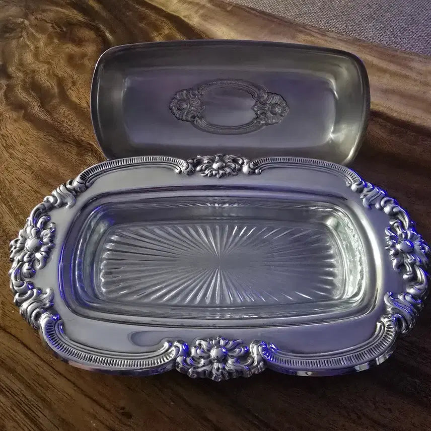 [BUNJANG] Vintage Silverplate Butter Dome with Glass Tray / 빈티지 실플 버터돔 앤틱 소품