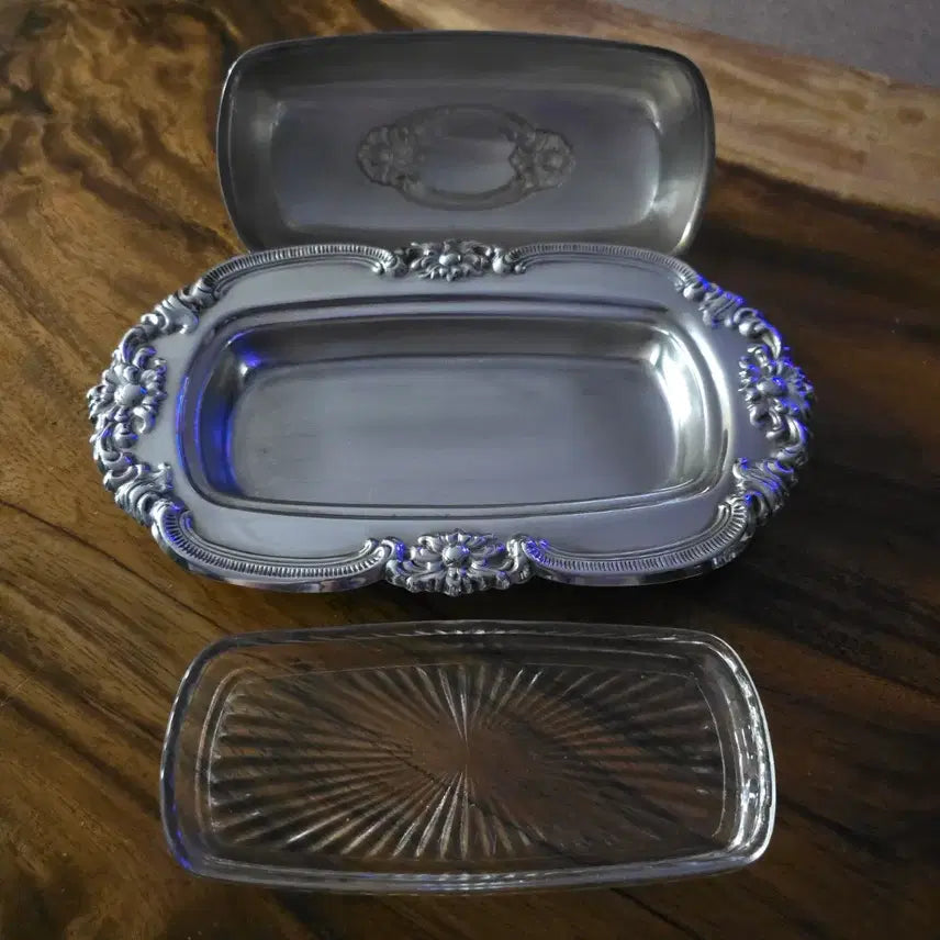 [BUNJANG] Vintage Silverplate Butter Dome with Glass Tray / 빈티지 실플 버터돔 앤틱 소품